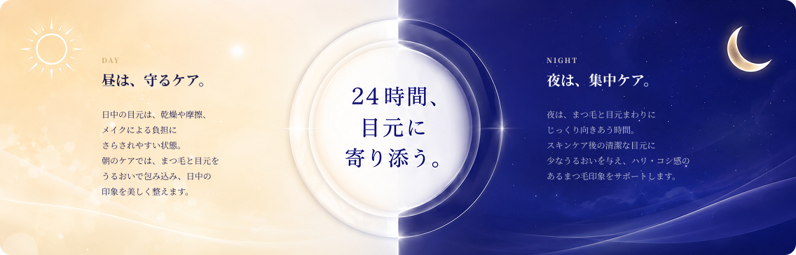 昼と夜、それぞれの目元に合わせて。